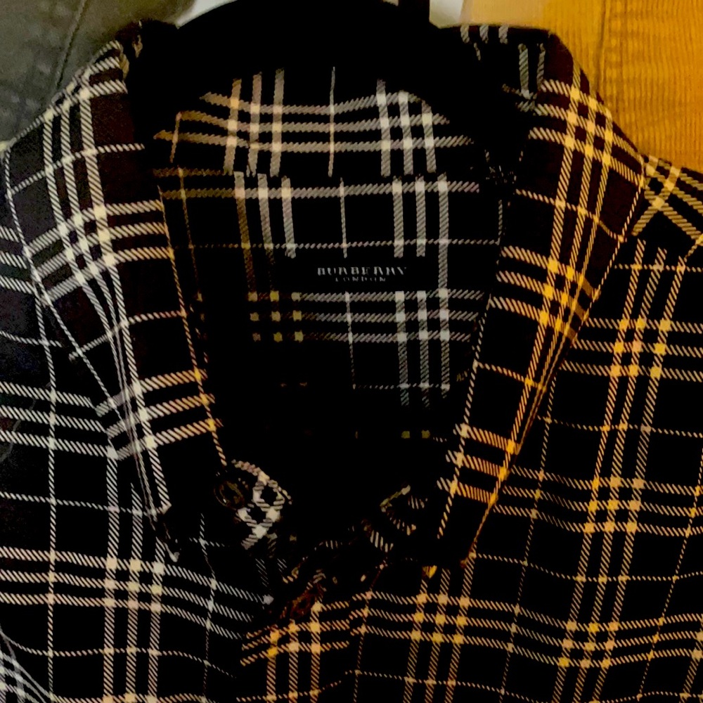 BURBERRY London Black & White NOVA Plaid Shirt XL